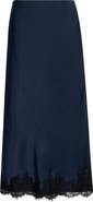 WAYF Vienna Lace Trim Satin Skirt