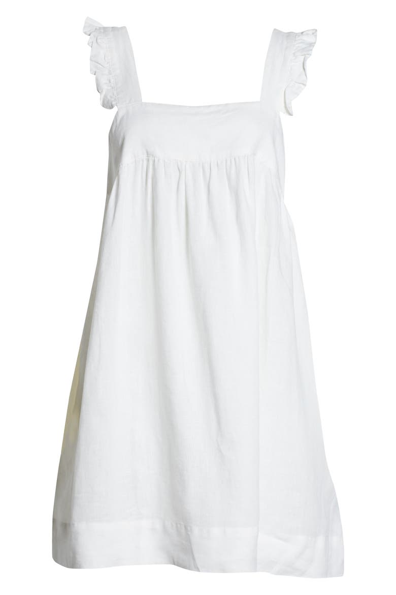 Rebecca Sleeveless Linen Nightgown, Alternate, color, WHITE