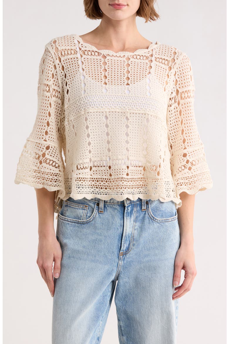 Cotton Crochet Top, Main, color, NATURAL