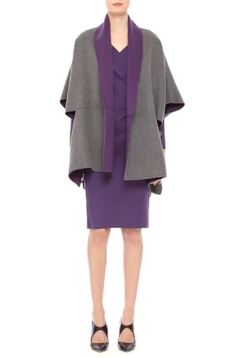 Reversible Wool & Cashmere Cape, Alternate, color, DARK CHARCOAL