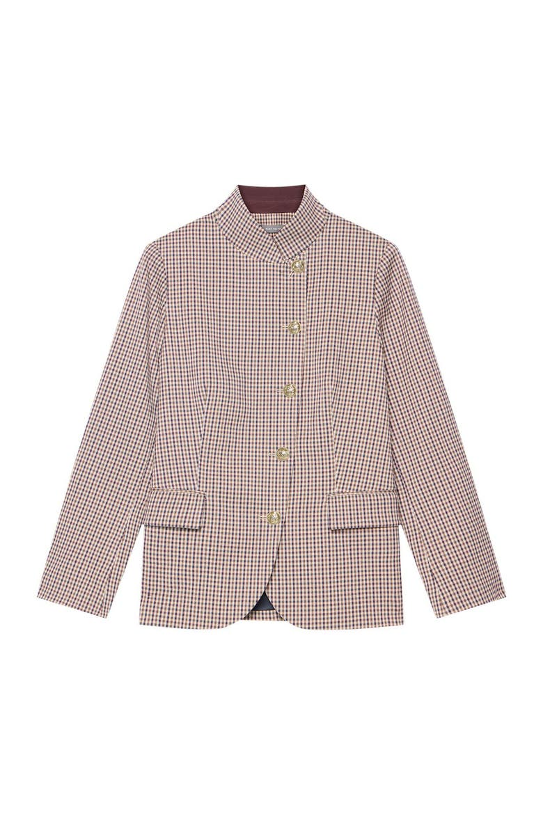 Checked Single Breasted Blazer, Alternate, color, Burgundy