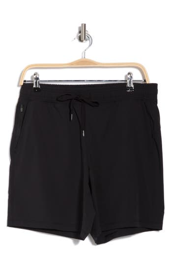 90 Degree By Reflex Textured Sonic Drawstring Shorts In Black