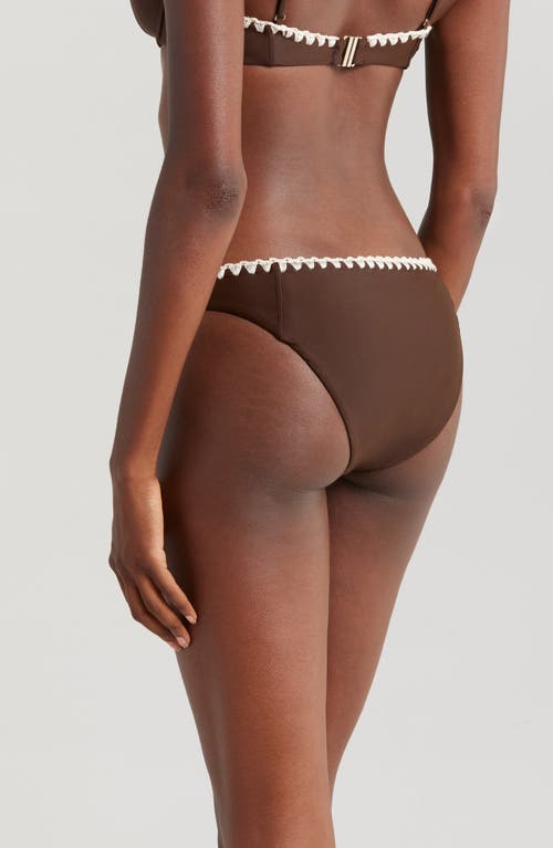 Shop Ramy Brook Iliana Contrast Edge Bikini Bottoms In Beach Brown W/cream Crochet