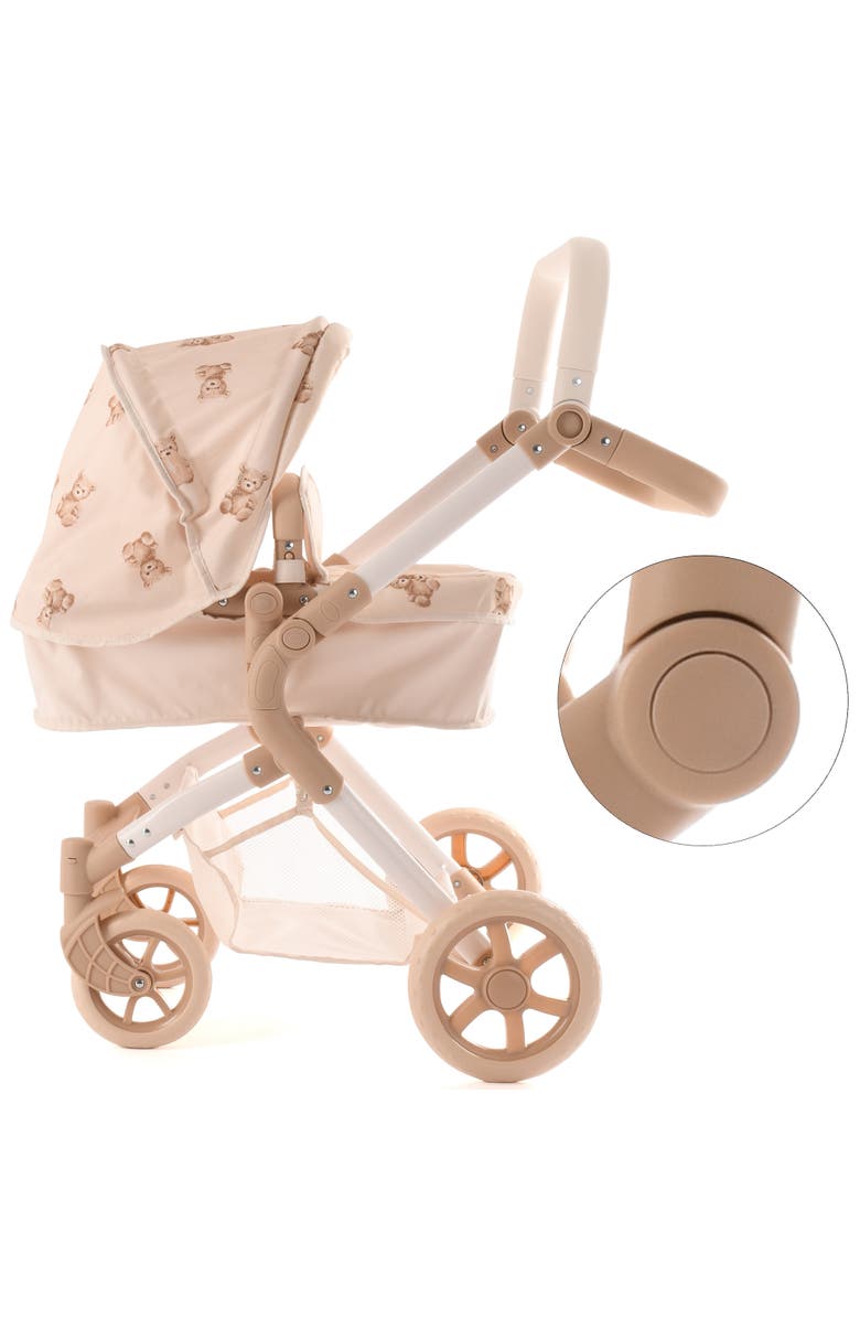 Roma Prams Teddy Single Doll Pram Beige & Bear Convertible 2 In 1, Kids 3+, Alternate, color, Beige