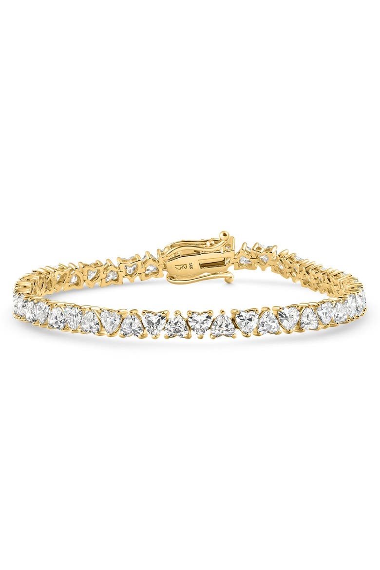10.50Ct Heart Cut Diamond Tennis Bracelet 14k Gold 7" Lab Grown, Alternate, color, 14k Yellow Gold