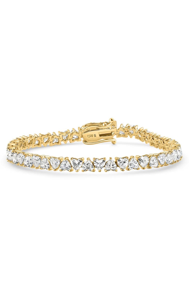 Bliss Diamond 10.50Ct Heart Cut Diamond Tennis Bracelet 14k Gold 7" Lab Grown, Alternate, color, 14K Yellow Gold