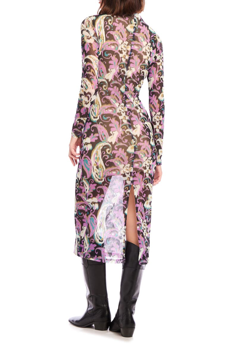 Selena Ruched Long Sleeve Midi Dress, Alternate, color, PAISLEY