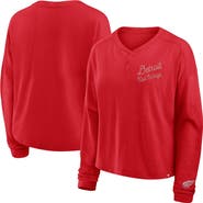 FANATICS Women's Fanatics Red Detroit Red Wings Oversized All Out Effort Long Sleeve Henley T-Shirt