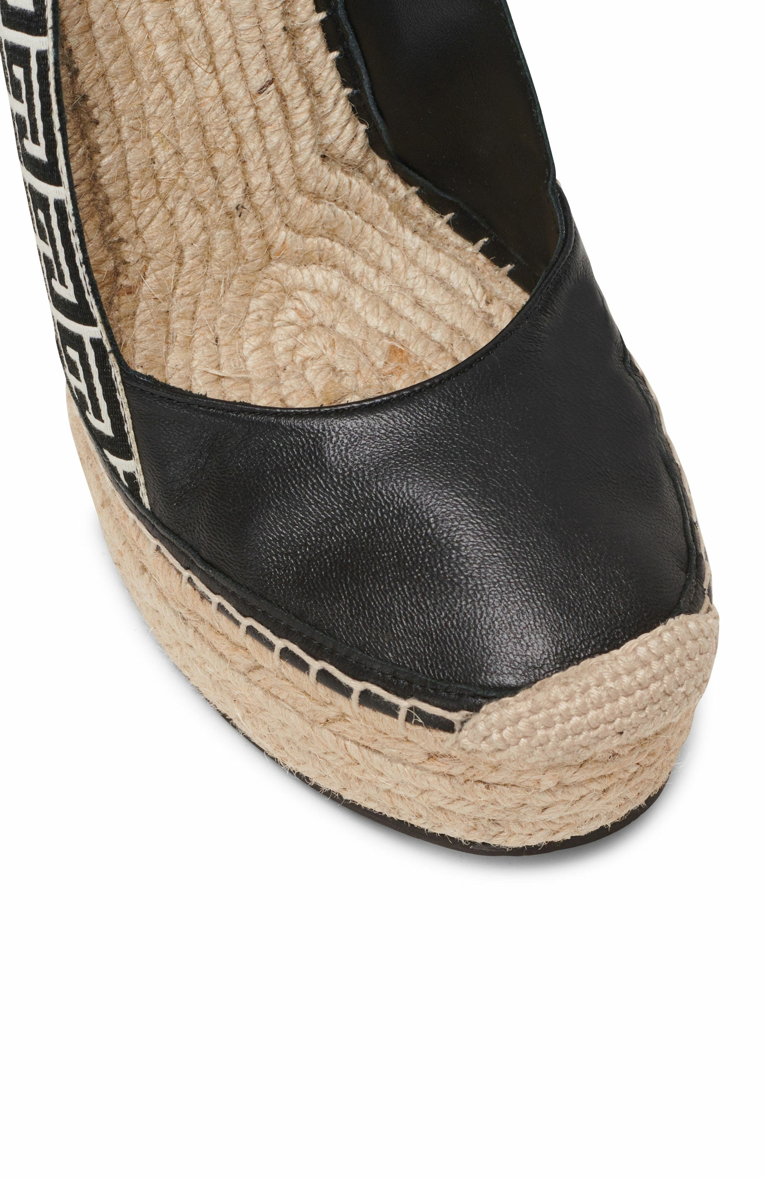 Balmain Alex Monogram Jacquard And Leather Espadrilles, Alternate, color, 