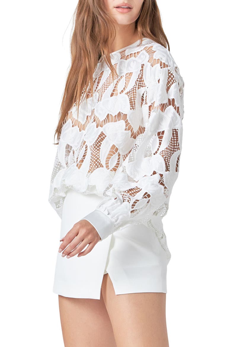 Floral Lace Top, Alternate, color, WHITE