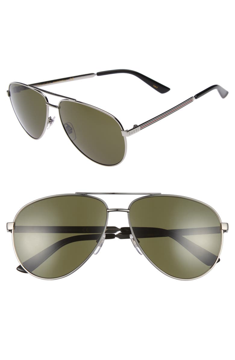 Gucci 61mm Aviator Sunglasses, Main, color,