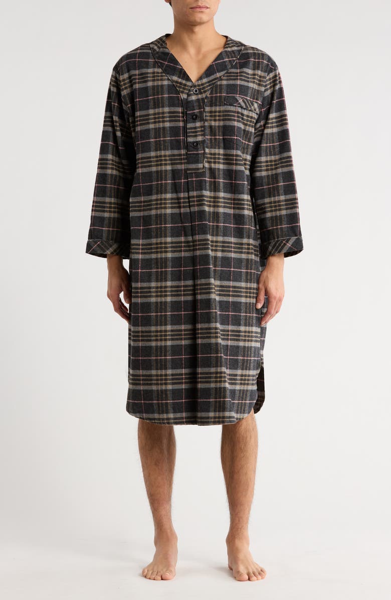 Majestic International Country Flannel Nightshirt, Main, color, Charcoal