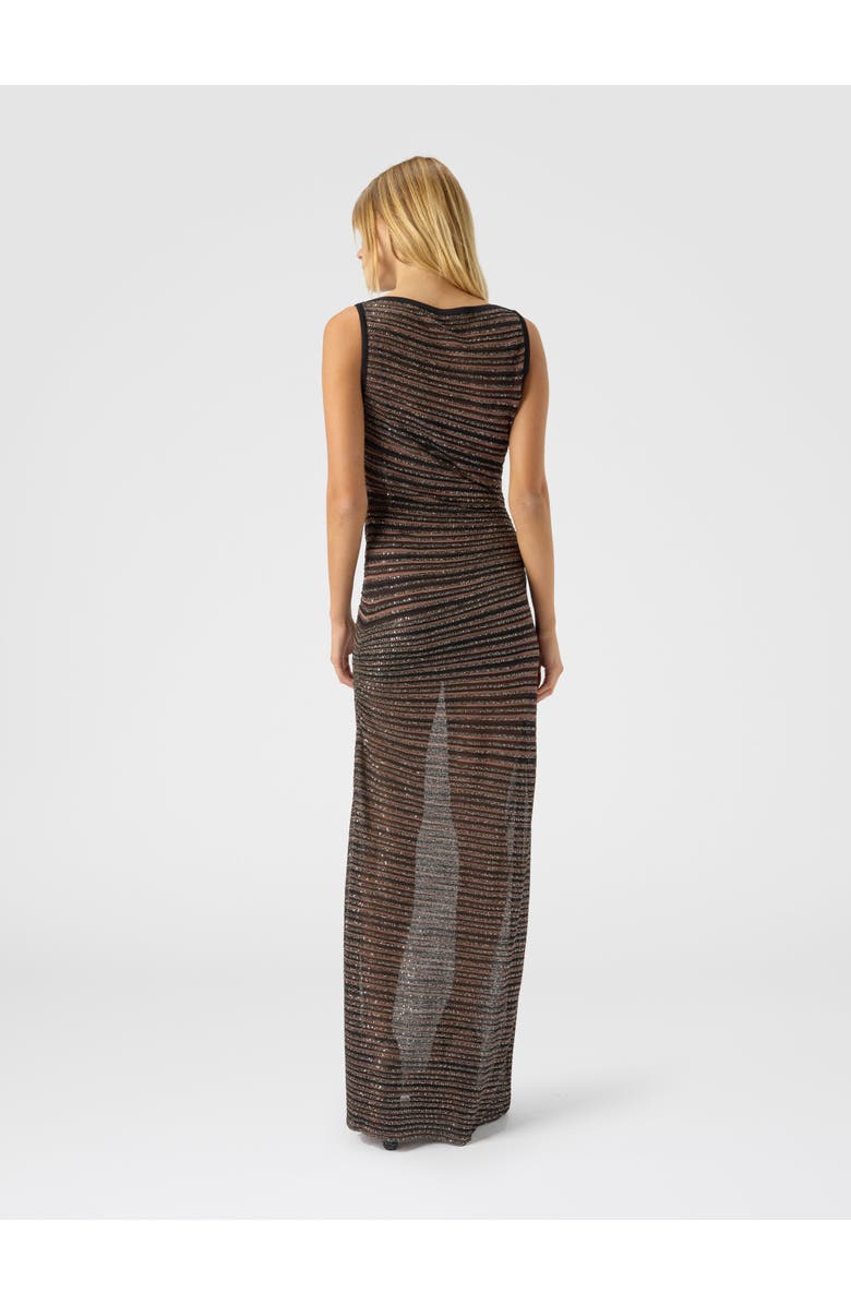 Missoni Long Dress With Boat Neck, Alternate, color, Black & Brown