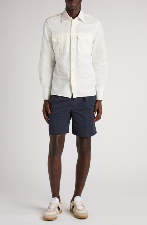 Tom Ford Fluid Pleated Cotton & Silk Poplin Shorts In Hb825 Navy