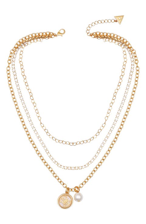 Enamel Logo Layered Chain Necklace