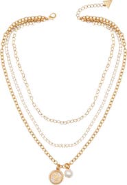 GUESS Enamel Logo Layered Chain Necklace