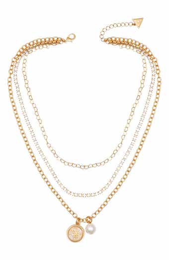 GUESS Enamel Logo Layered Chain Necklace