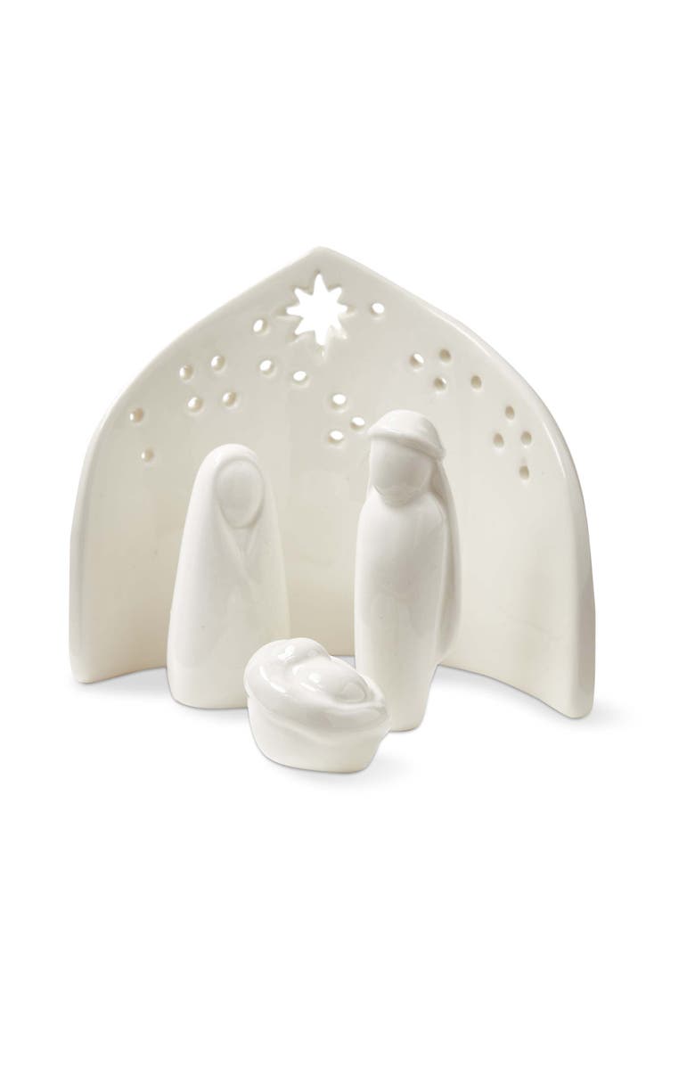 tag Ceramic Nativity Scene Decorative Holiday Christmas Decor, Main, color, White