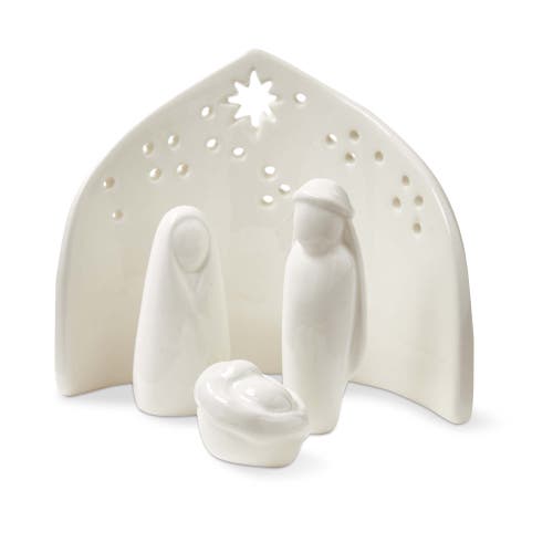 Tag Ceramic Nativity Scene Decorative Holiday Christmas Decor In White