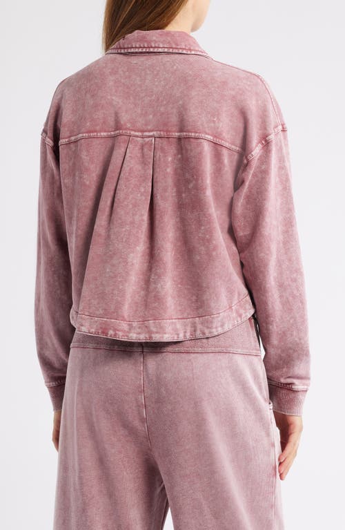 City Blues Crop Knit Shacket In Pink