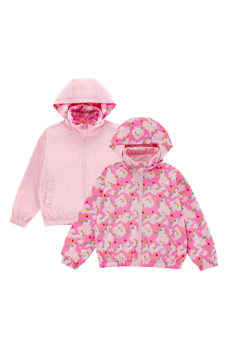 CALONIE Kids' Max Rain Water Repellent Reversible Windbreaker, Alternate, color, Pink