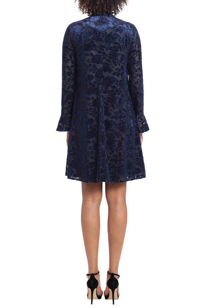 Velvet Long Sleeve Dress, Alternate, color, BLACK/ NAVY