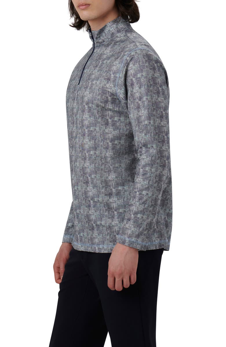 Bugatchi OoohCotton<sup>®</sup> Print Quarter Zip Pullover, Alternate, color, 
