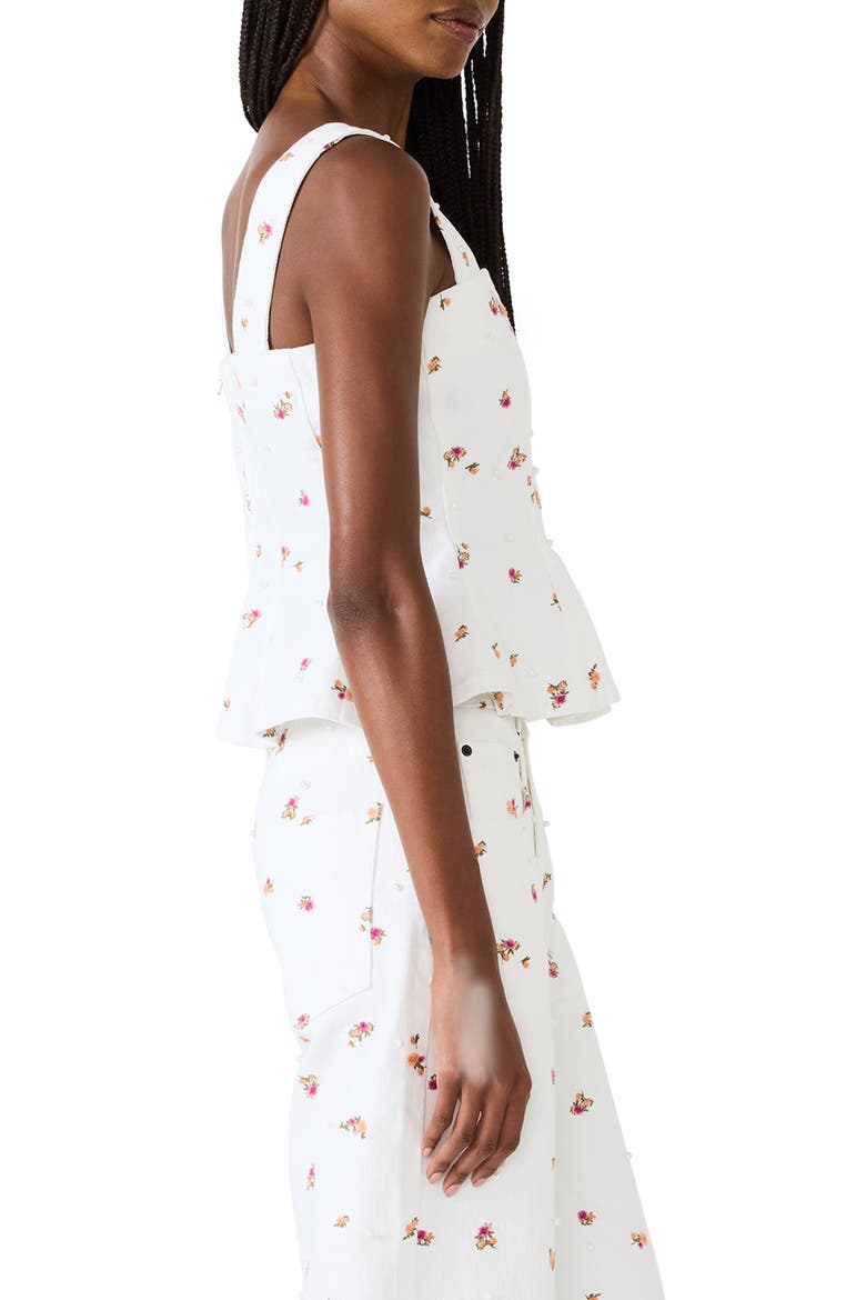 Fiorella Ditsy Floral Embellished Peplum Top, Alternate, color, ANTIQUE