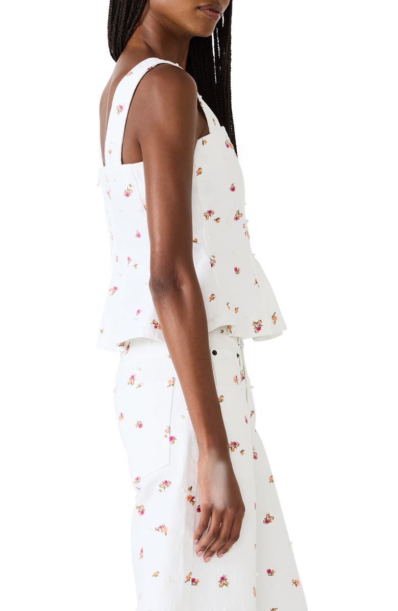 Steve Madden Fiorella Ditsy Floral Embellished Peplum Top, Alternate, color, Antique