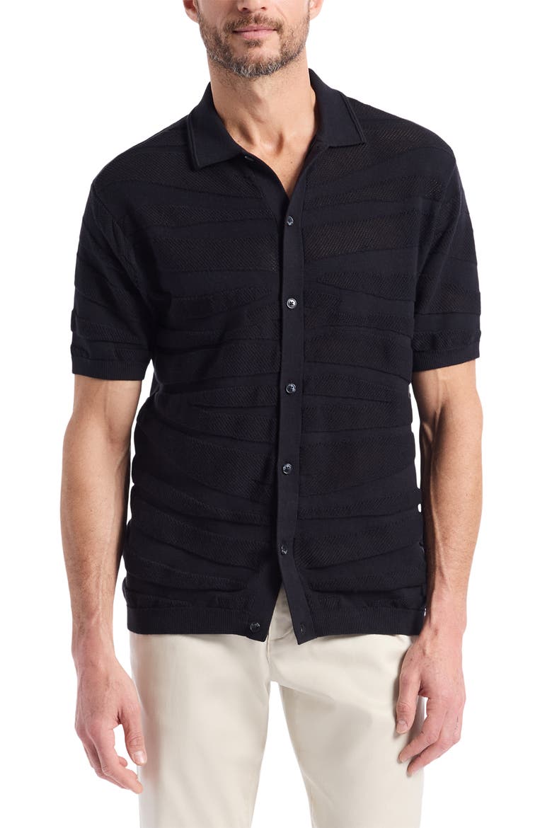Penlyn Cotton Button-Up Sweater, Main, color, BLACK