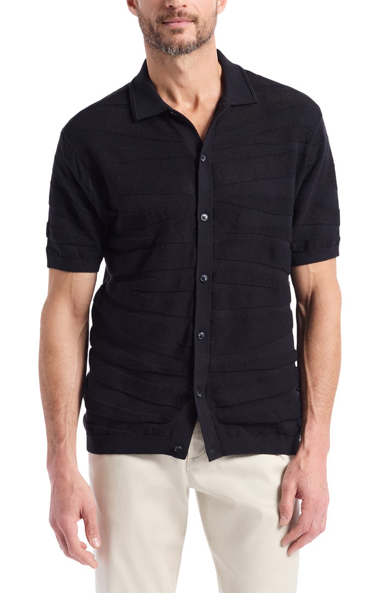 Robert Graham Penlyn Cotton Button-Up Sweater, Main, color, Black