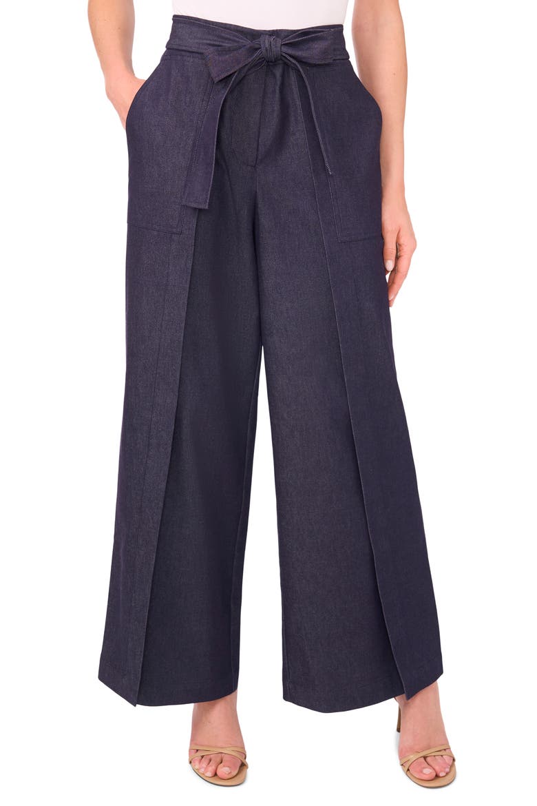 Tie Waist Wide Leg Jeans, Main, color, CLASSIC NAVY