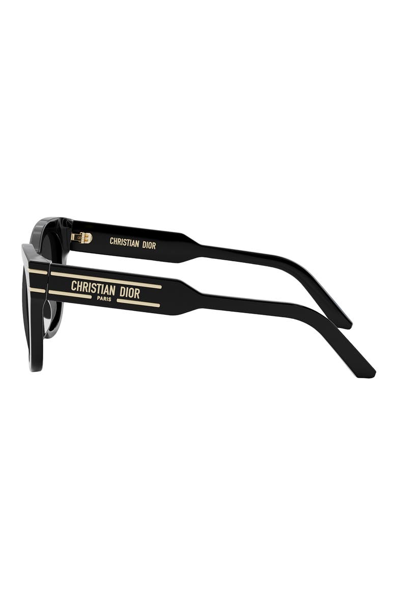 'DiorSignature B4I 52mm Butterfly Sunglasses, Alternate, color, SHINY BLACK / SMOKE
