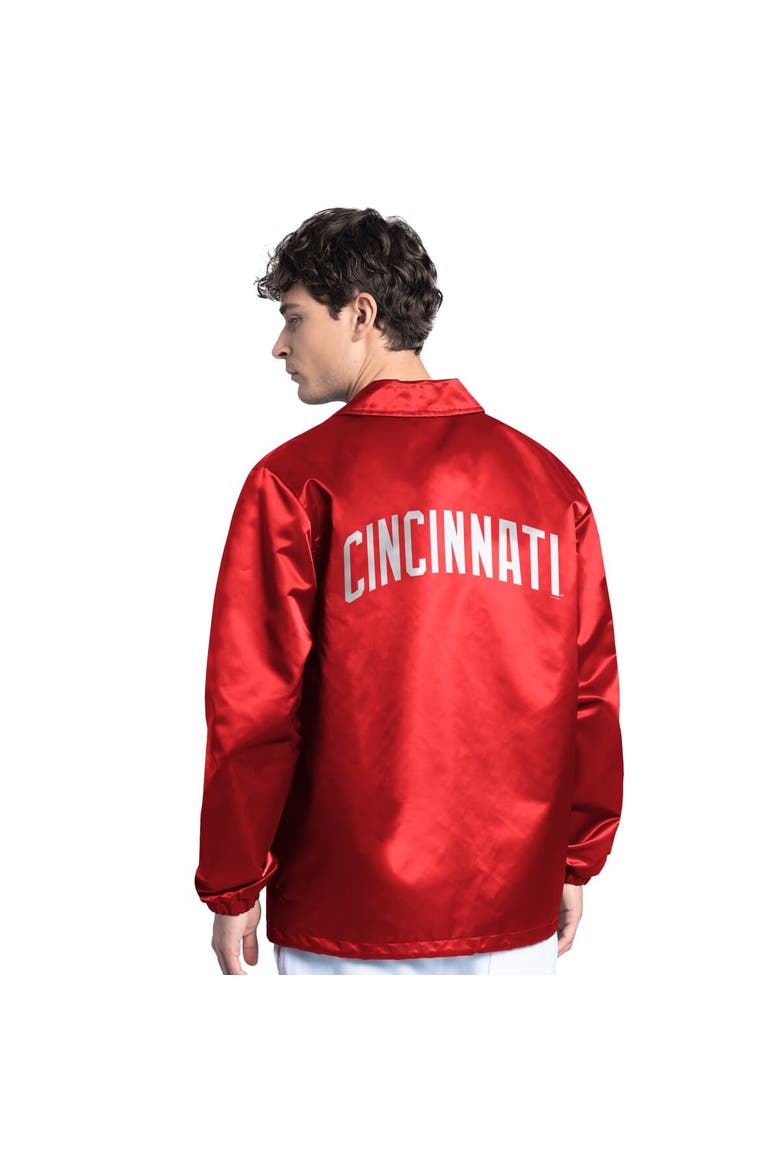 Men's Starter  Red Cincinnati Reds Cooperstown Collection Point Man Full-Snap Coaches Jacket, Alternate, color, Red