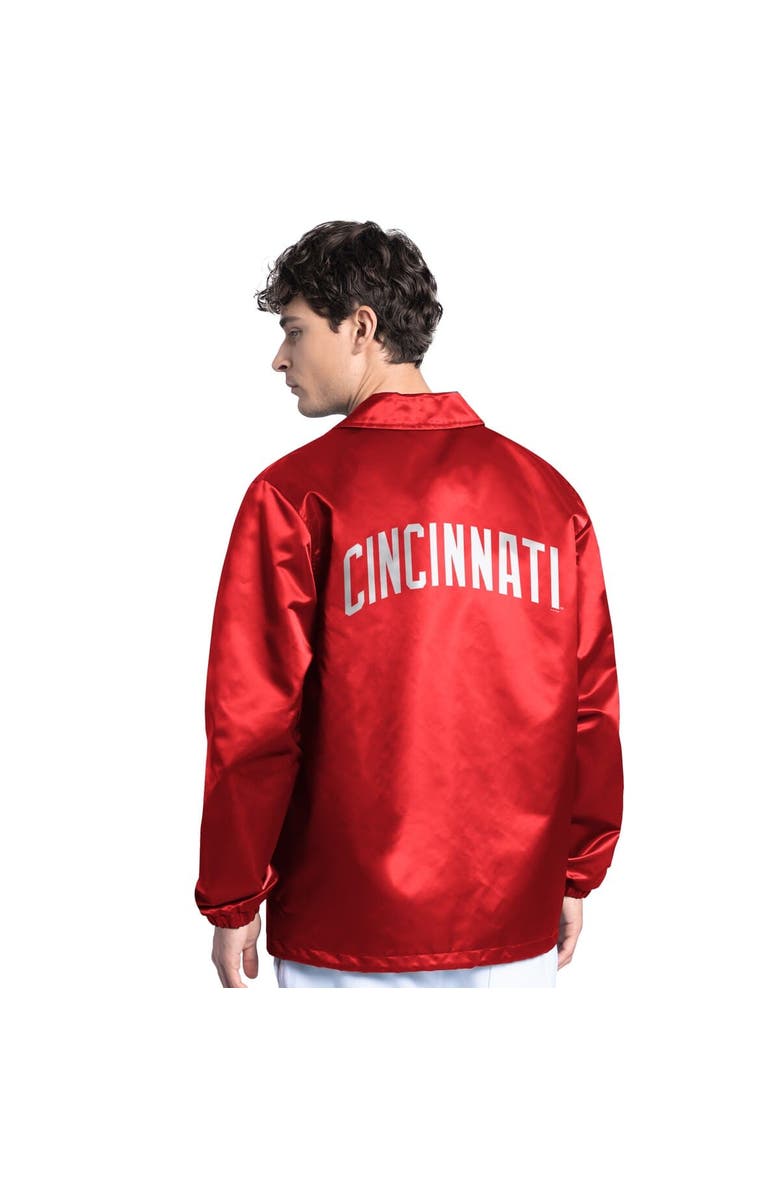 STARTER Men's Starter  Red Cincinnati Reds Cooperstown Collection Point Man Full-Snap Coaches Jacket, Alternate, color, Red