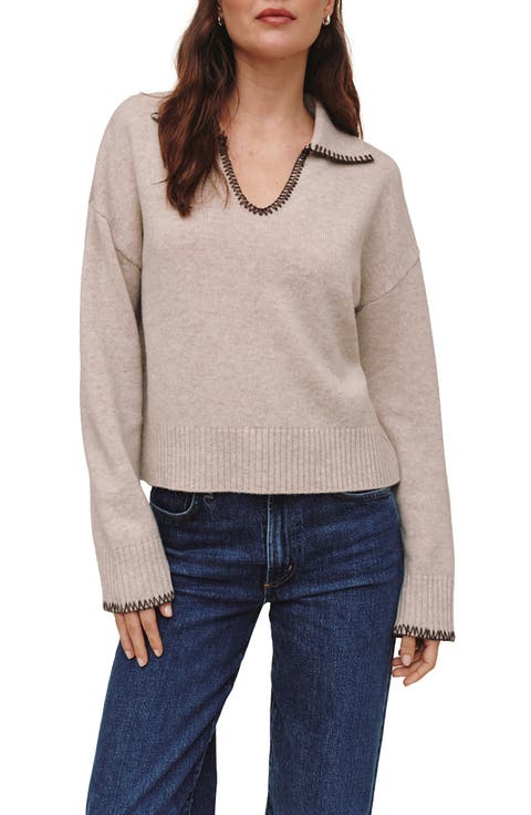 Contrast Stitch Merino & Cashmere Sweater