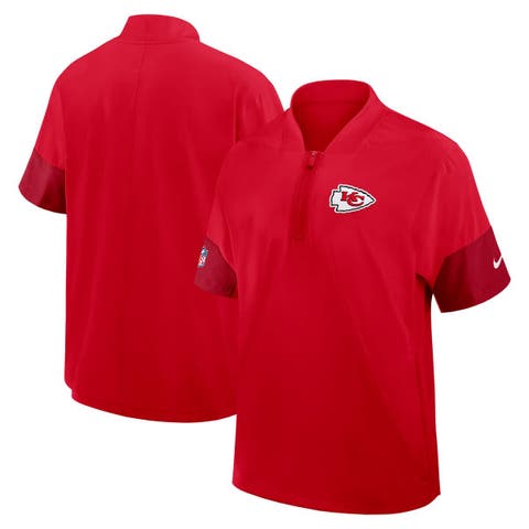 Men's Nike Red Kansas City Chiefs Sideline Short Sleeve Quarter-Zip Performance Coach Jacket