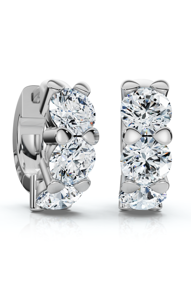 Bliss Diamond 3Ct Diamond Huggie Hoop Earrings 1/2" Tall Lab Grown Silver, Main, color, Silver