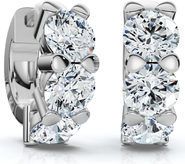 Bliss Diamond 3Ct Diamond Huggie Hoop Earrings 1/2" Tall Lab Grown Silver