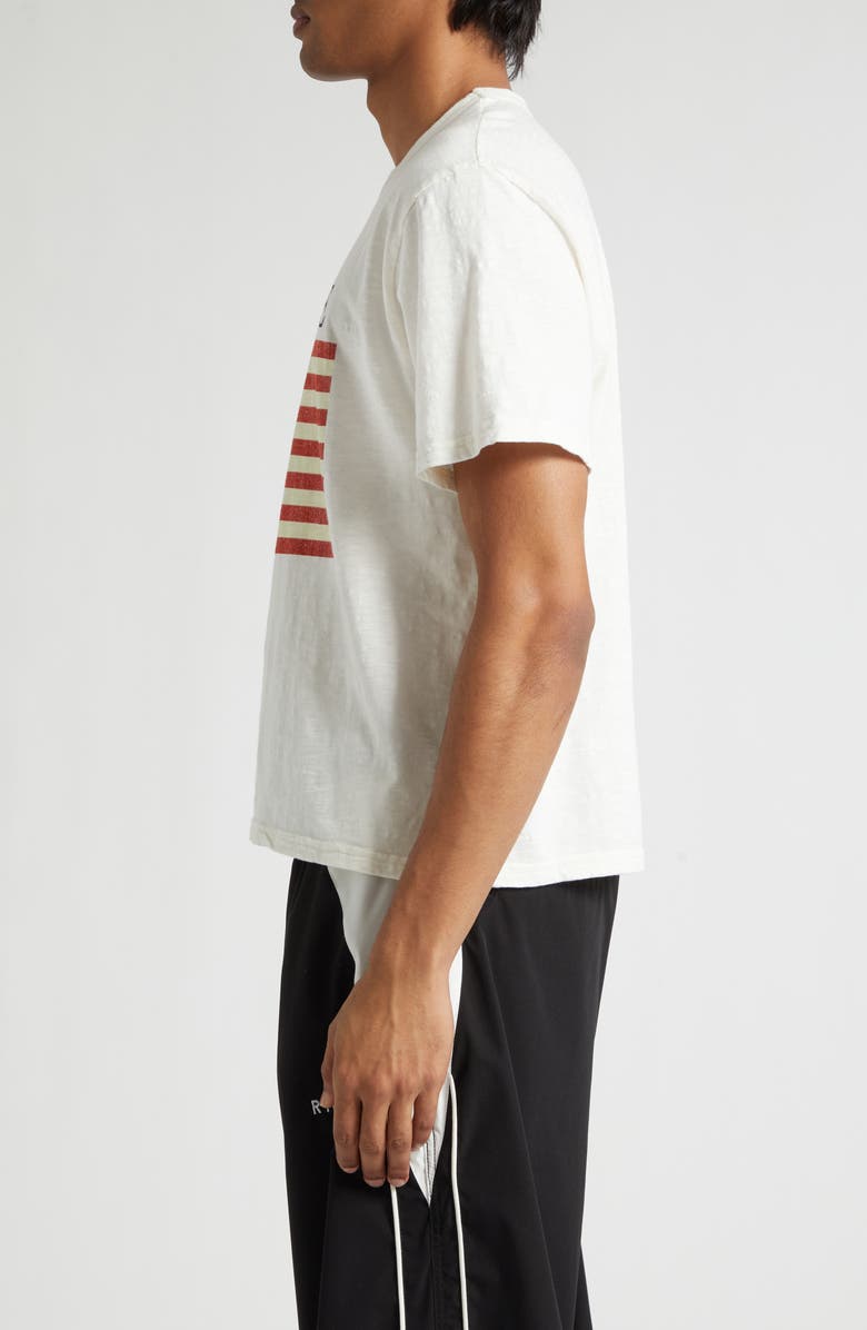 Rhude USA Flag Slub Cotton Graphic T-Shirt, Alternate, color, Vintage White/ Black