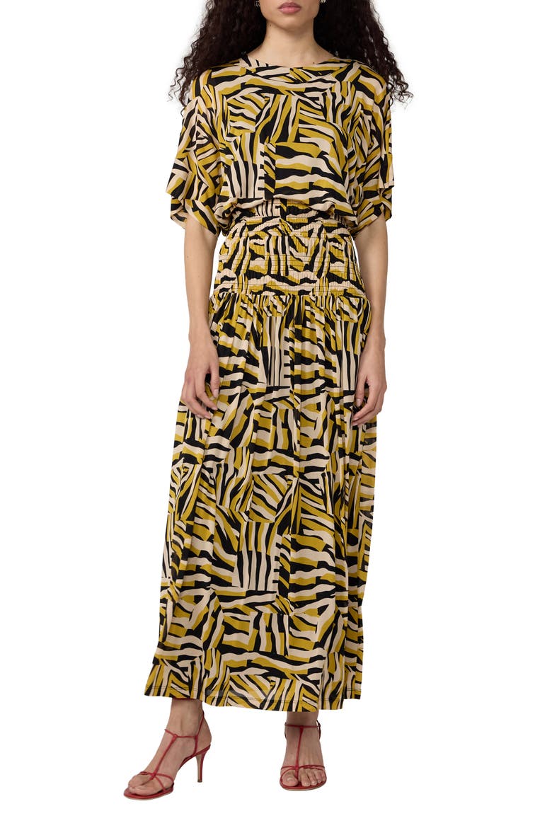 Lola Geo Print Maxi Dress, Main, color, SUN TIGER LEMON CURRY
