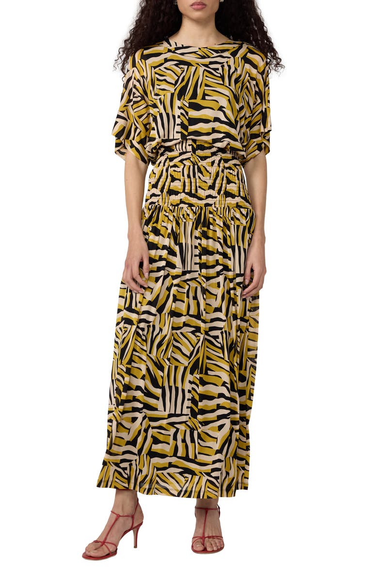 Diane von Furstenberg Lola Geo Print Maxi Dress, Main, color, Sun Tiger Lemon Curry