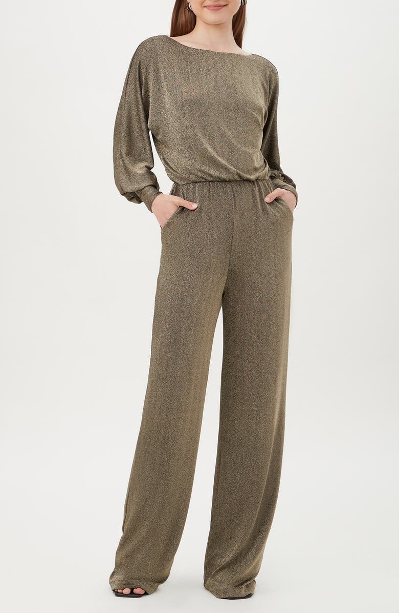 Trina Turk Europa Metallic Long Sleeve Jumpsuit, Alternate, color, 
