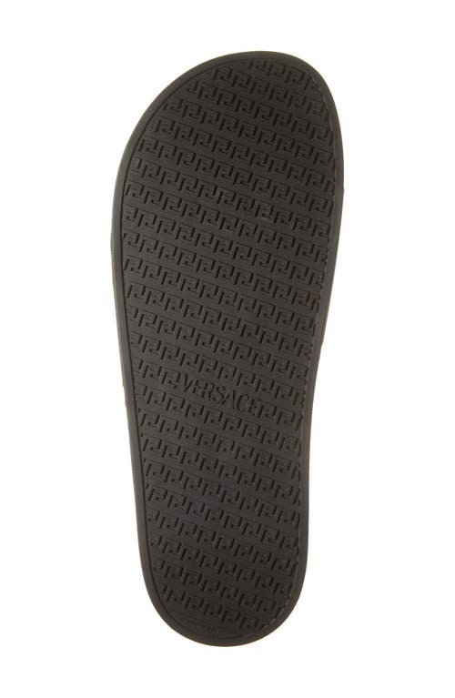 Versace Logo-embossed Slides In Black Gold