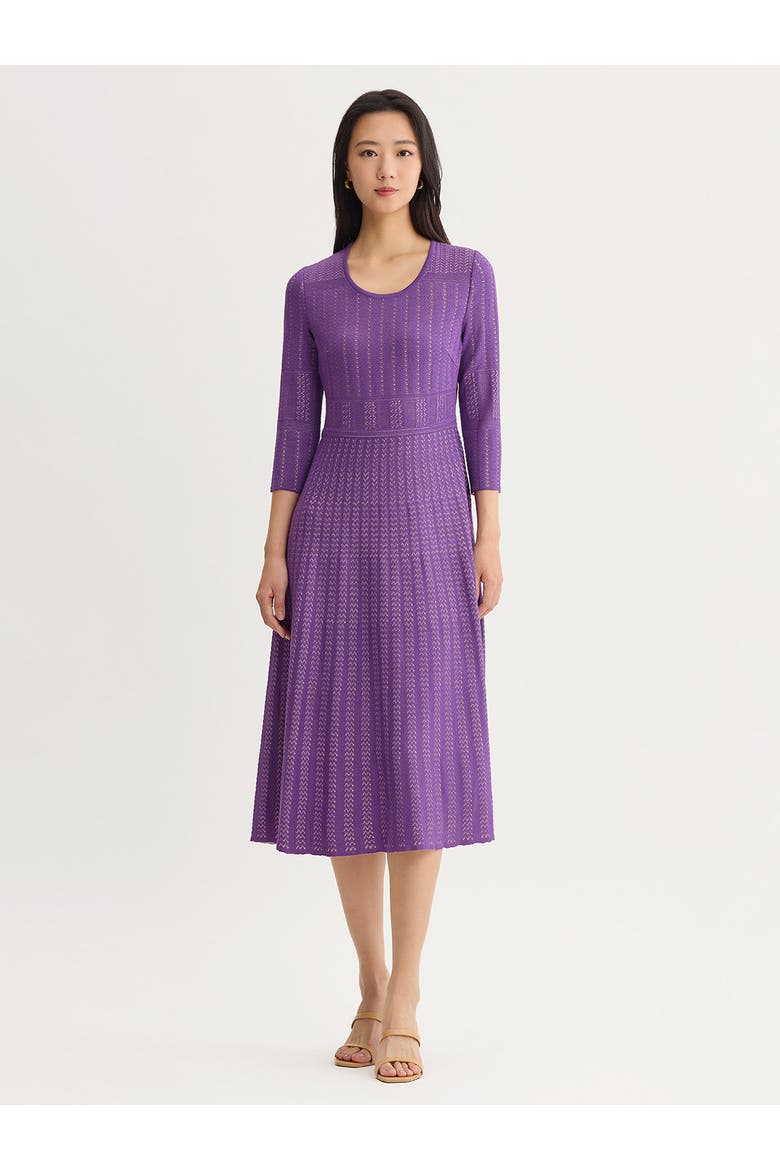 Fit & Flare Multi Stitch Soft Knit Maxi Dress, Main, color, Fresh Purple/Biscotti