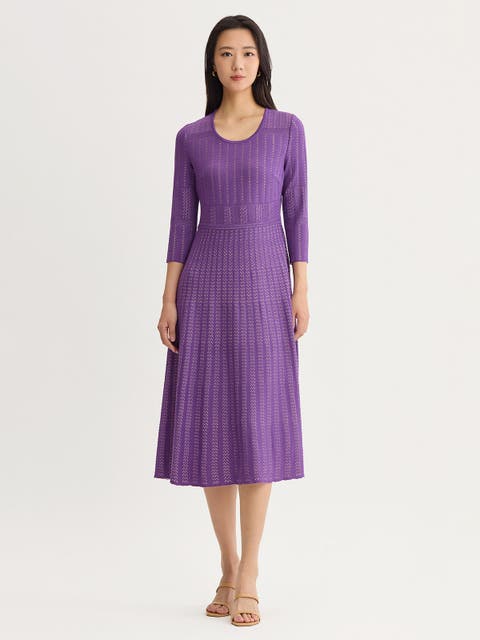 Fit & Flare Multi Stitch Soft Knit Maxi Dress