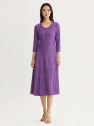 Misook Fit & Flare Multi Stitch Soft Knit Maxi Dress