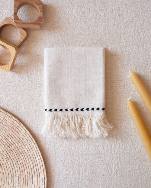 Kd Weave Braid Detail Napkin In White