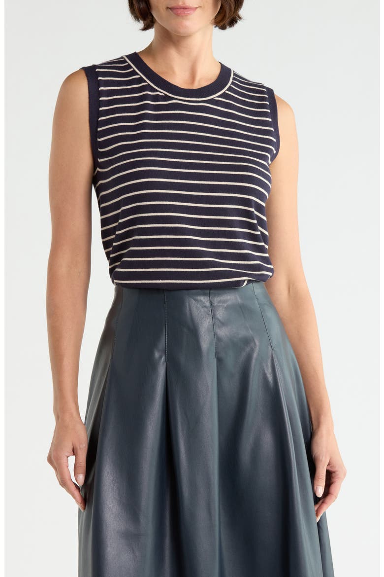 Striped Sweater Tank, Main, color, NAVY / BONE STRIPE