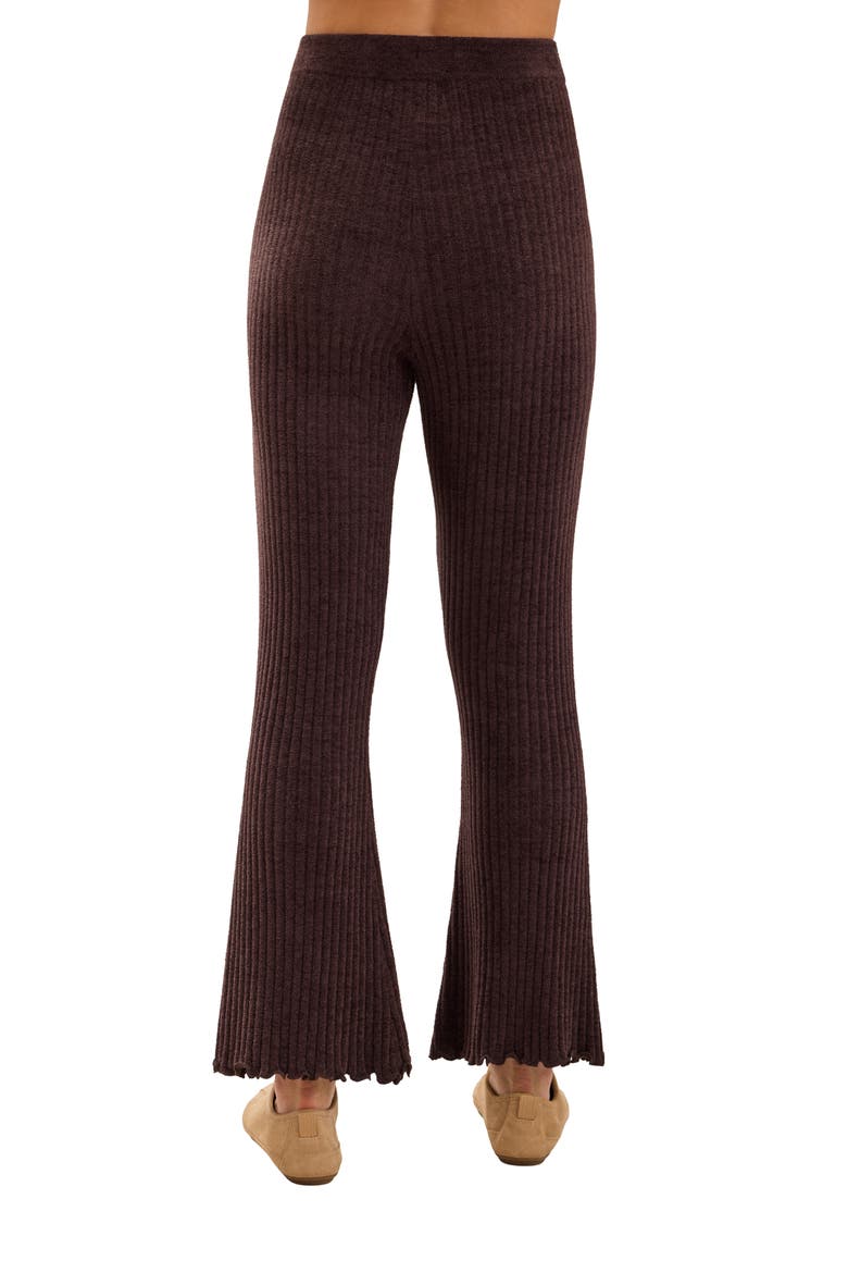 Petal Edge Rib Ankle Pants, Alternate, color, UMBER